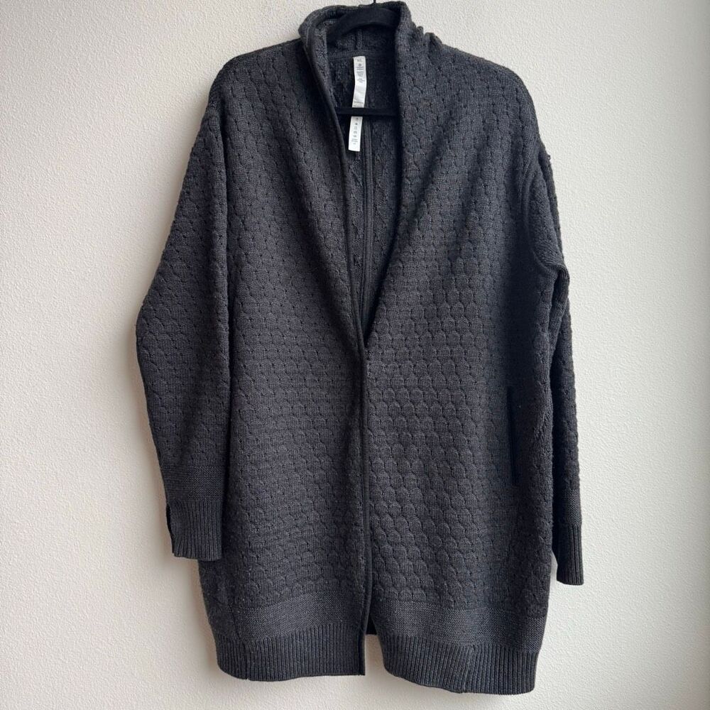 Lululemon Cardi All Day Chunky 100% Merino Wool Oversized Gray Cardigan Size M/L